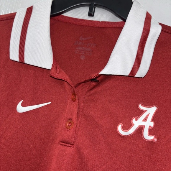 Nike Alabama Crimson Tide Women's Red White Polo Shirt Medium Dri-FIT Game Day - Picture 3 of 7